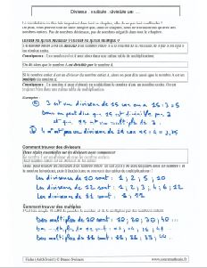 diviseur , multiple , divisible par …. – Bienvenue sur coursmathsaix ...